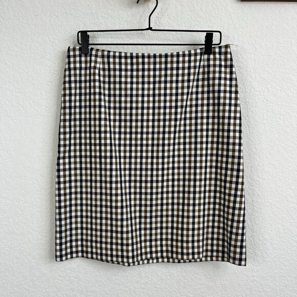 Aquascutum London Plaid Gingham Pencil Skirt Straight - Picture 1 of 8